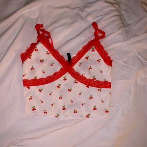 cropped cherry tank top